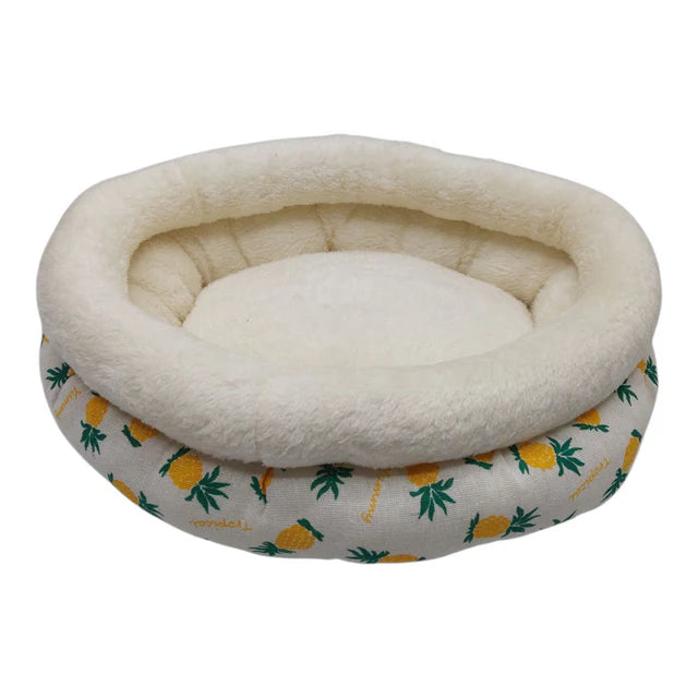 Pineapple Plush Pet Bed with a Tropical Twist!